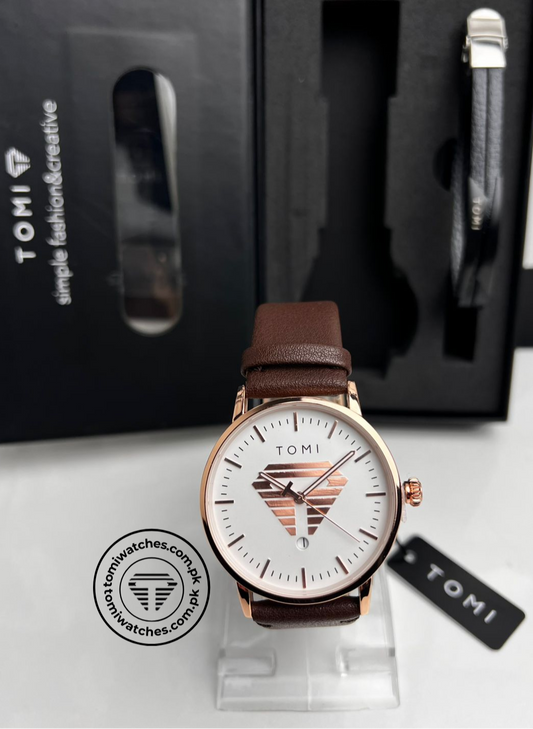 TOMI T-042 Stylish Men's Watch & Bracelet Gift Set | The Tomi Watches
