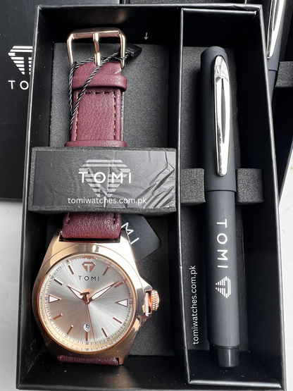 TOMI T-041 Business Watch with Pen Gift Set | The Tomi Watches