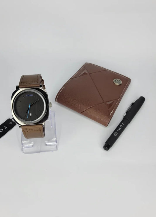 TOMI T-084 3PCS  Gift Box Set with Watch, Wallet & Pen | The Tomi Watches